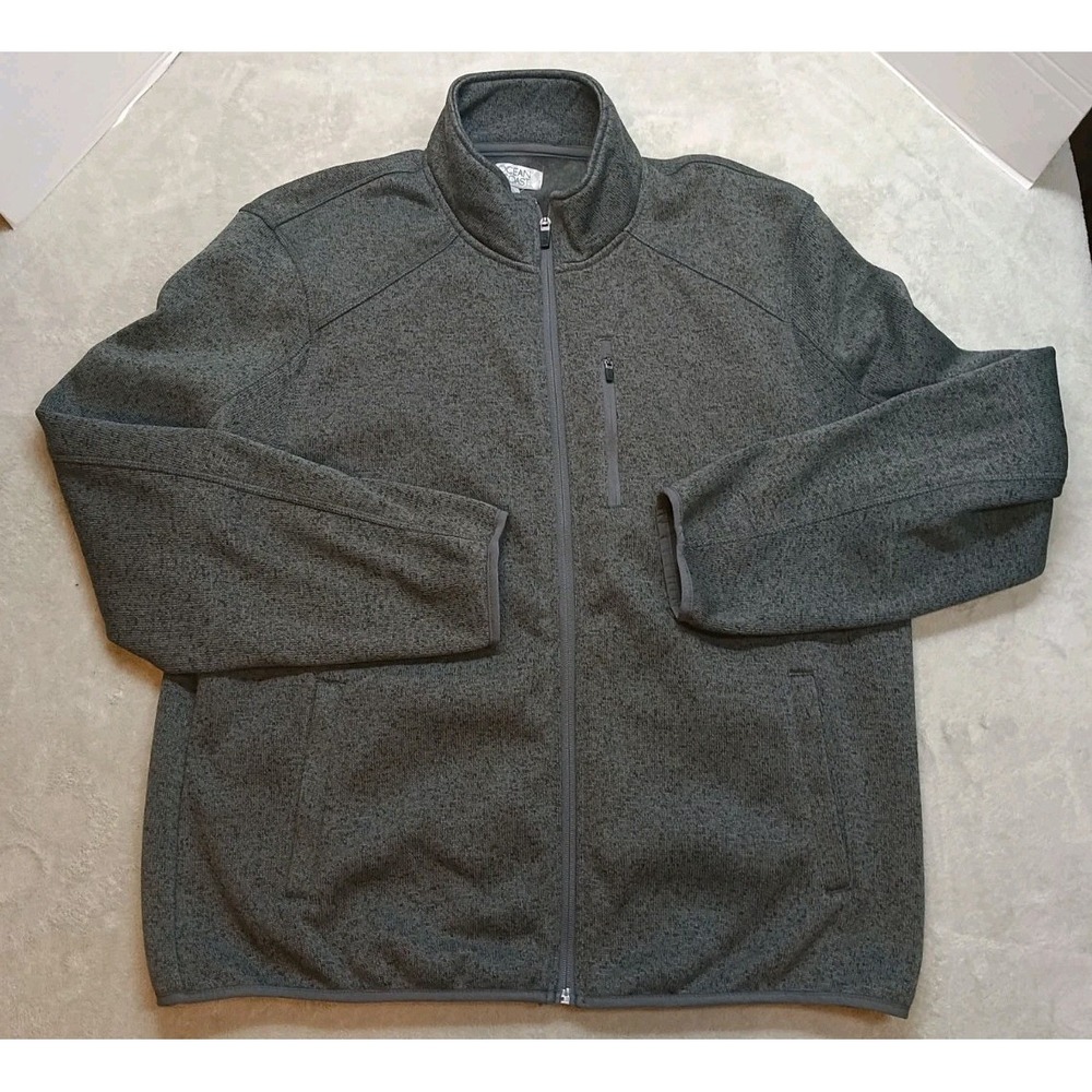Ocean + Coast Full Zip Charcoal Gray Casual Jacket Men's Large Pockets Preppy.